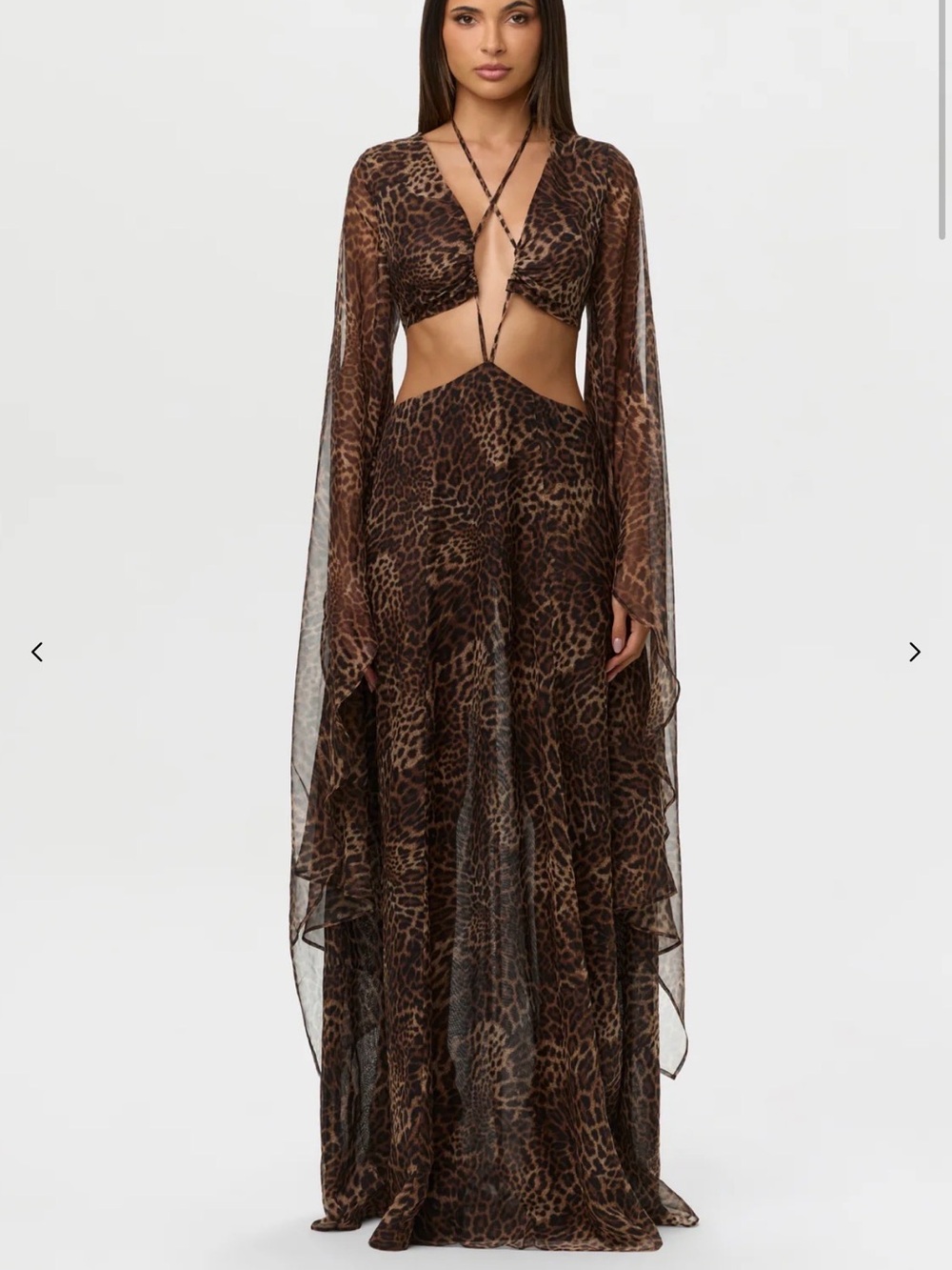 naked wardrobe Leopard-Print Cutout Maxi Dress - Brown